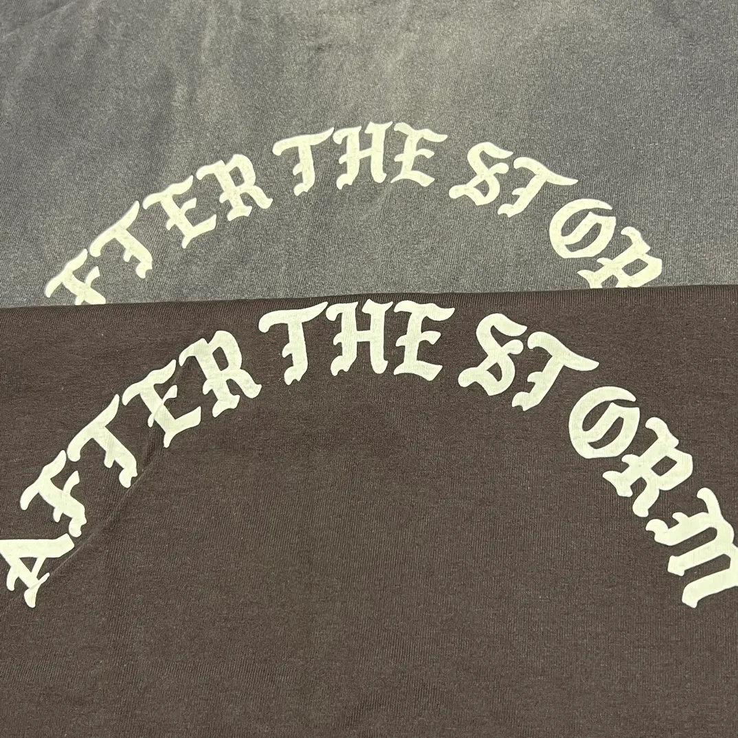 Printing proofing SAINT Mxxxxxx M/AFTER LS_TEE/BLACK flame arrow letter M retro old long tee washed black S-XL